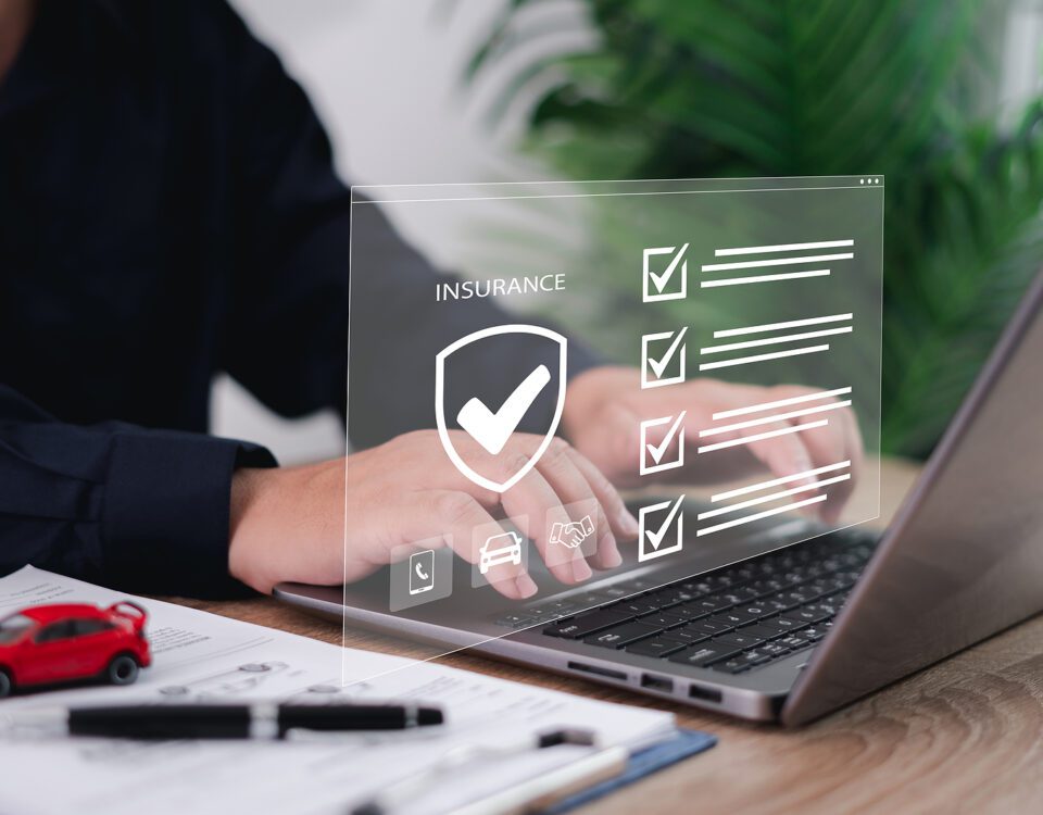 Car Dealer Businessman Use Laptop,checklist And Signing Car Insu